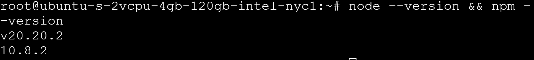 Installation verification Node version image