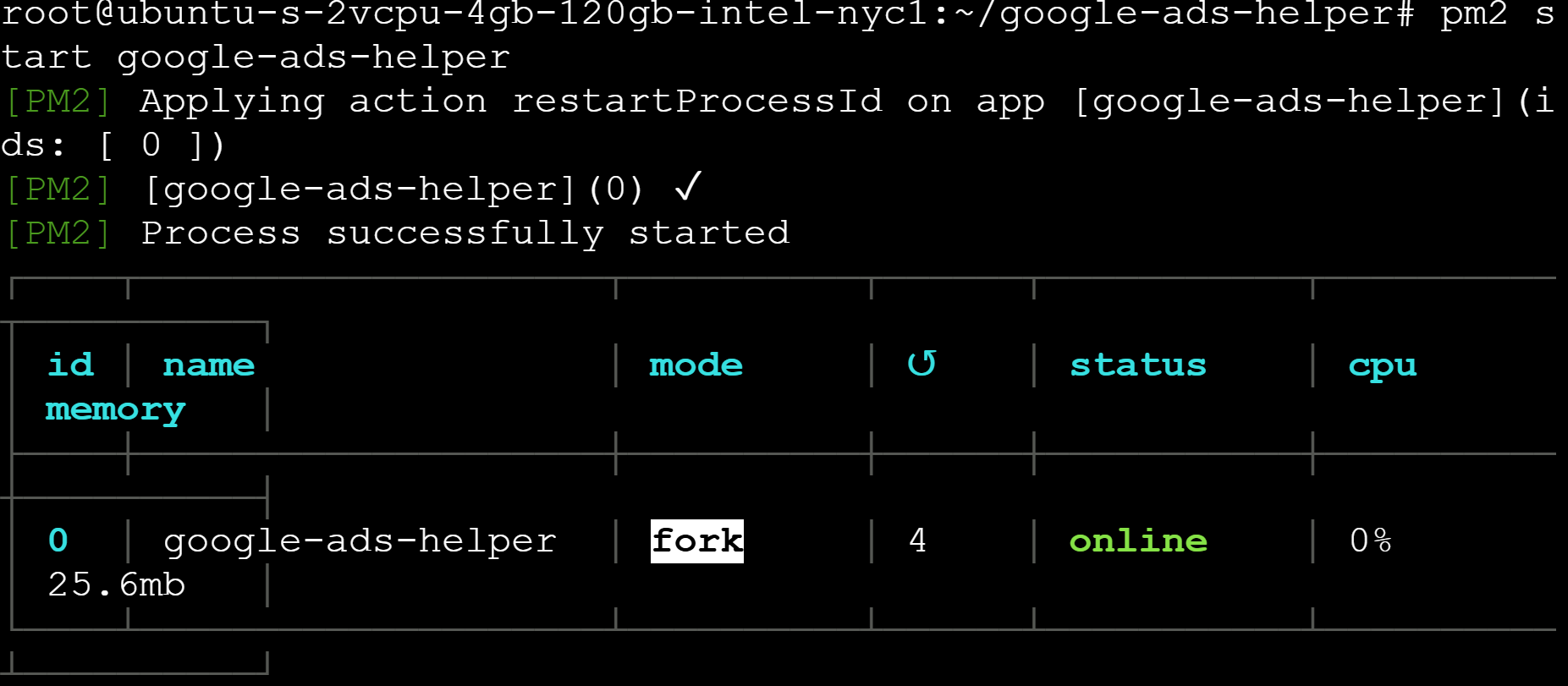 Application started image