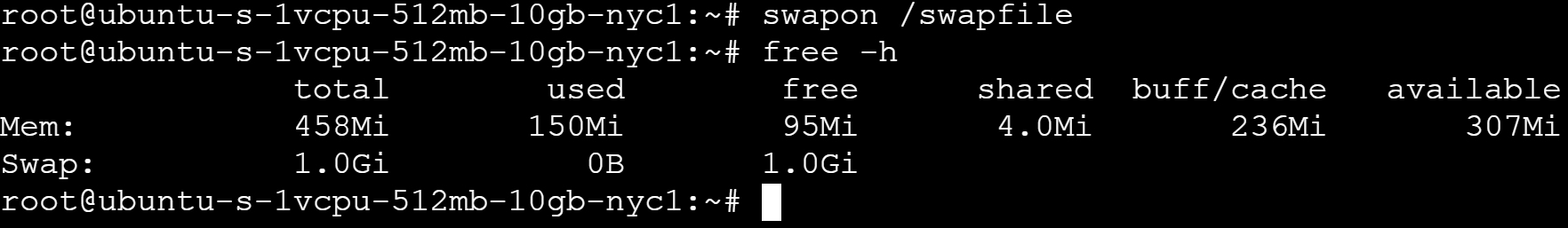 Terminal output showing Swap image