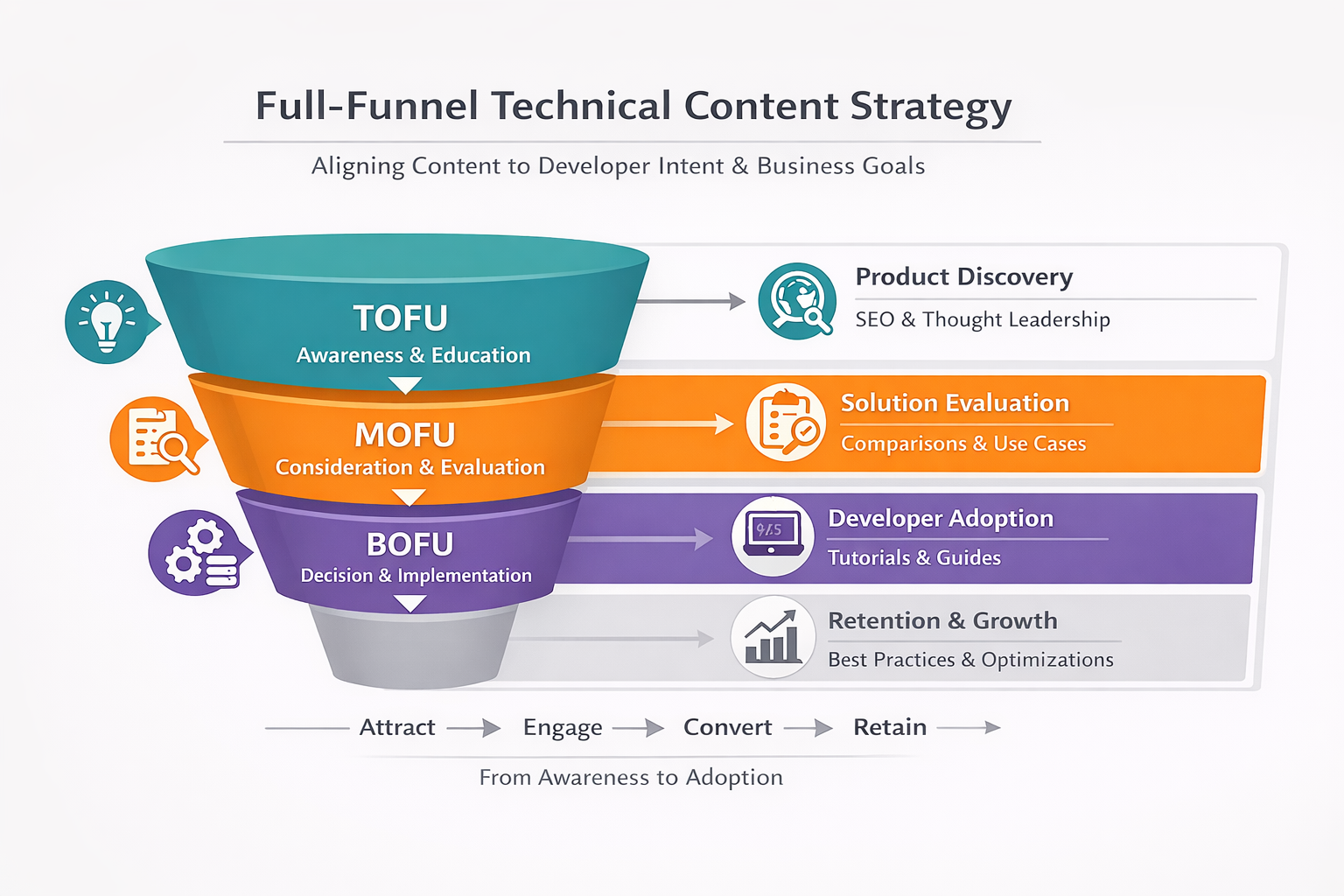 Full funnel technical content strategy architecture image