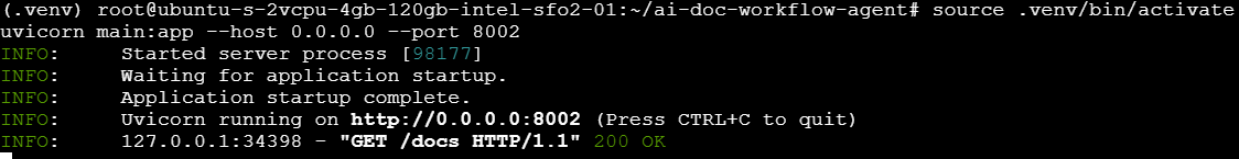 Terminal showing successful POST request to /plan with 200 OK