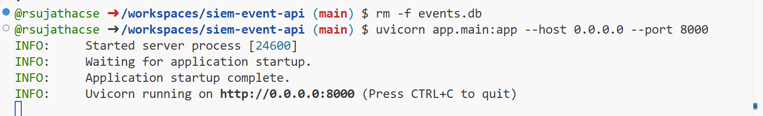 API startup success